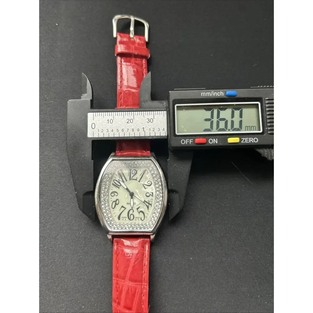 Silver Tone Red Band Women’s Quartz Watch